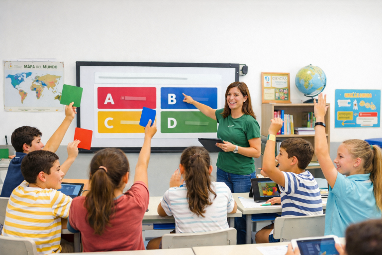 alumnos participando en clase dinámica en colegio Sabia Nova en Rivas Vaciamadrid