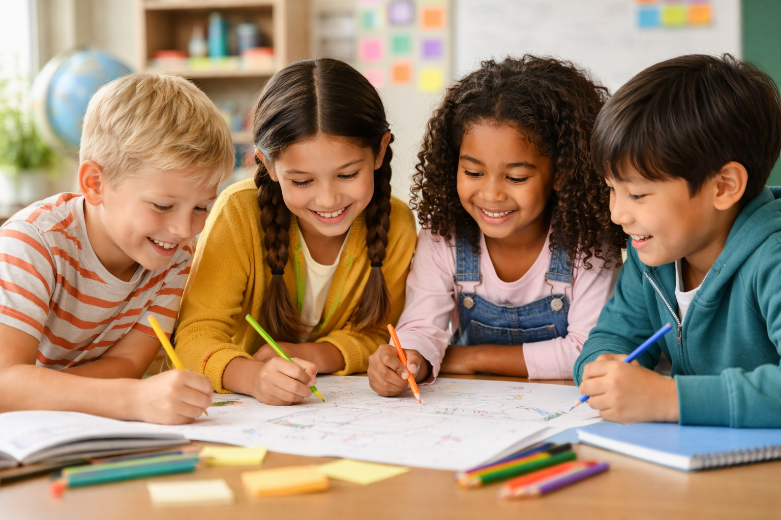 Niños participando en aprendizaje cooperativo en el colegio Sabia Nova de Rivas Vaciamadrid