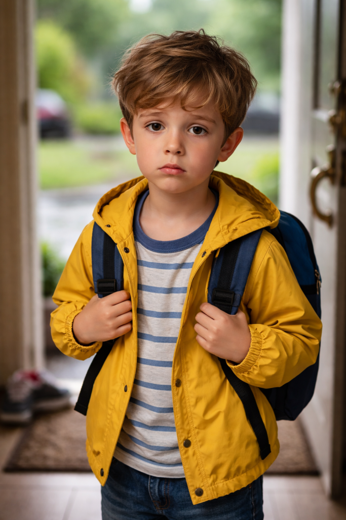 niño desmotivado al ir al colegio